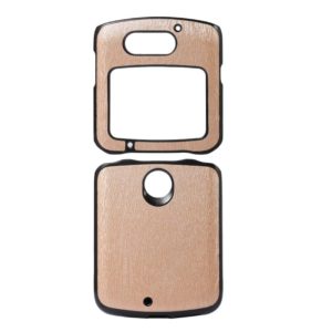 For Motorola Moto Razr 5G Wood Texture PU Phone Case(Gold) (OEM)