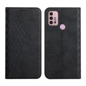 For Motorola Moto G30 / G10 Diamond Pattern Splicing Skin Feel Magnetic Horizontal Flip Leather Case with Card Slots & Holder & Wallet(Black) (OEM)