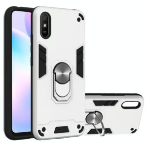 For Xiaomi Redmi 9A Armour Series PC + TPU Protective Case with Ring Holder(Silver) (OEM)