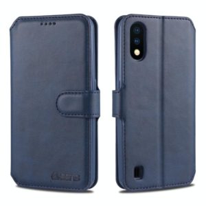 For Samsung Galaxy A01 AZNS Calf Texture Horizontal Flip Leather Case, with Holder & Card Slots & Wallet & Photo Frame(Blue) (AZNS) (OEM)