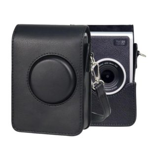Vertical Full Body Camera PU Leather Case Bag with Strap for FUJIFILM instax mini Evo (Black) (OEM)