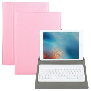 Universal Detachable Bluetooth Keyboard + Leather Tablet Case without Touchpad for iPad 9-10 inch, Specification:White Keyboard(Pink) (OEM)