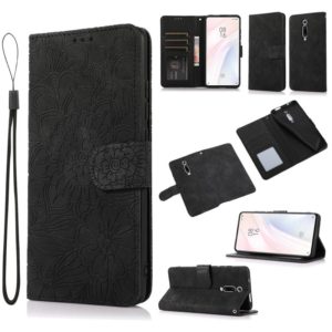 For Xiaomi Redmi K20 Skin Feel Embossed Sunflower Horizontal Flip Leather Case with Holder & Card Slots & Wallet & Lanyard(Black) (OEM)