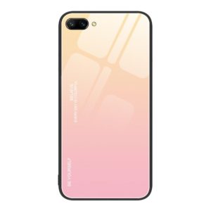 For Honor 10 Gradient Color Glass Phone Case(Yellow Pink) (OEM)