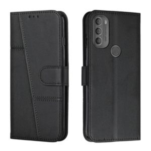 For Motorola Moto G71 5G Stitching Calf Texture Buckle Leather Phone Case(Black) (OEM)