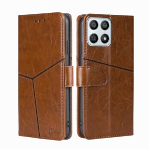 For Honor X30i Geometric Stitching Horizontal Flip Leather Phone Case(Light Brown) (OEM)