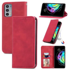 For Motorola Edge 20 Retro Skin Feel Business Magnetic Horizontal Flip Leather Case With Holder & Card Slots & Wallet & Photo Frame(Red) (OEM)