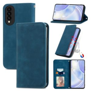 For Huawei nova 8 SE Youth Retro Skin Feel Business Magnetic Horizontal Flip Leather Case with Holder & Card Slots & Wallet & Photo Frame(Blue) (OEM)