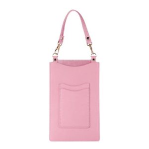 Litchi Texture Card Holder Mobile Phone Bag with Short Strap(Pink) (OEM)
