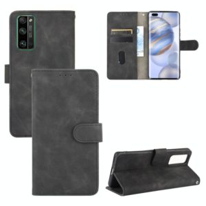 For Huawei Honor 30 Pro Solid Color Skin Feel Magnetic Buckle Horizontal Flip Calf Texture PU Leather Case with Holder & Card Slots & Wallet(Black) (OEM)