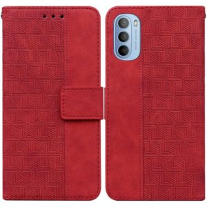 For Motorola Moto G51 Geometric Embossed Leather Phone Case(Red) (OEM)