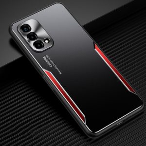 For OPPO A93 5G Blade Series TPU Frame + Titanium Alloy Sand Blasting Technology Backplane + Color Aluminum Alloy Decorative Edge Mobile Phone Protective Shell(Black + Red) (OEM)