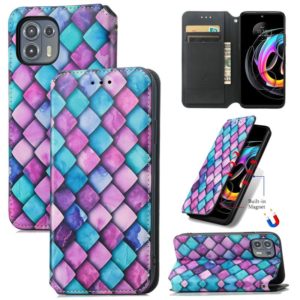 For Motorola Edge 20 Lite Colorful Magnetic Horizontal Flip PU Leather Case with Holder & Card Slot & Wallet(Purple Scales) (OEM)