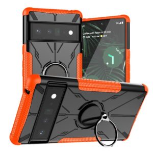For Google Pixel 6 Pro Armor Bear Shockproof PC + TPU Phone Case with Ring Holder(Orange) (OEM)
