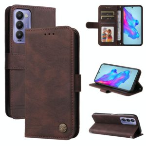 For Tecno Camon 18 / 18 Pro Skin Feel Life Tree Metal Button Leather Phone Case(Brown) (OEM)