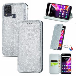 For Infinix Hot 10T Blooming Mandala Embossed Pattern Magnetic Horizontal Flip Leather Case with Holder & Card Slots & Wallet(Grey) (OEM)