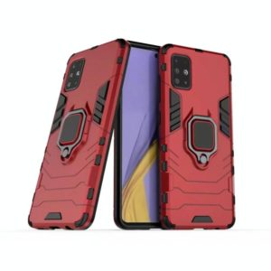 For Galaxy A51 PC + TPU Shockproof Protective Case with Magnetic Ring Holder(Red) (OEM)