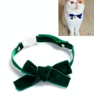 Velvet Bowknot Adjustable Pet Collar Cat Dog Rabbit Bow Tie Accessories, Size:S 17-30cm, Style:Bowknot(Green) (OEM)