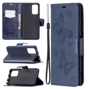 For Xiaomi Redmi Note 10 Pro Two Butterflies Embossing Pattern Horizontal Flip Leather Case with Holder & Card Slot & Wallet & Lanyard(Dark Blue) (OEM)