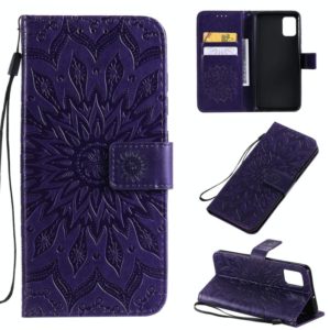 For Galaxy A51 Sun Print Horizontal Flip Protective Case with Holder & Card Slots & Wallet(Purple) (OEM)