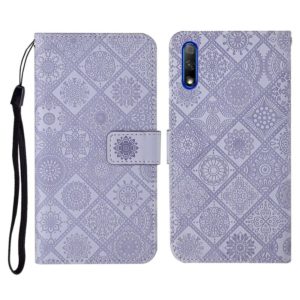 For Huawei Honor 9X / 9X Pro Ethnic Style Embossed Pattern Horizontal Flip Leather Case with Holder & Card Slots & Wallet & Lanyard(Purple) (OEM)