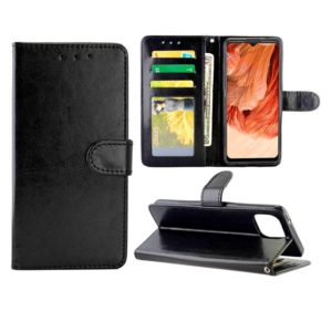 For OPPO F17 / A73 (2020) 4G Crazy Horse Texture Leather Horizontal Flip Protective Case with Holder & Card Slots & Wallet & Photo Frame(Black) (OEM)