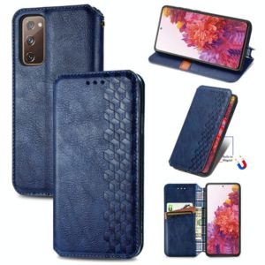 For Galaxy S20 FE(4G/5G) / S20 Lite Cubic Grid Pressed Horizontal Flip Magnetic PU Leather Case with Holder & Card Slots & Wallet(Blue) (OEM)