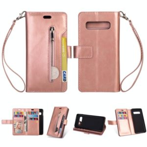 For Samsung Galaxy S10 Multifunctional Zipper Horizontal Flip Leather Case with Holder & Wallet & 9 Card Slots & Lanyard(Rose Gold) (OEM)