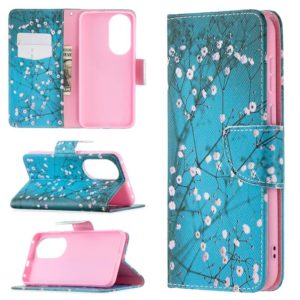 For Huawei P50 Colored Drawing Pattern Horizontal Flip Leather Case with Holder & Card Slots & Wallet(Plum Blossom) (OEM)