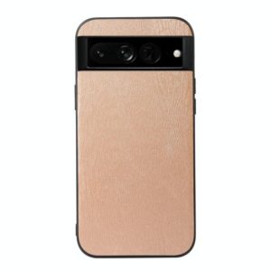 For Google Pixel 7 Pro 5G Wood Texture PU Phone Case(Gold) (OEM)
