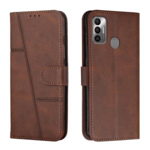 For Tecno Spark 7 / 7T Stitching Calf Texture Buckle Leather Phone Case(Brown) (OEM)