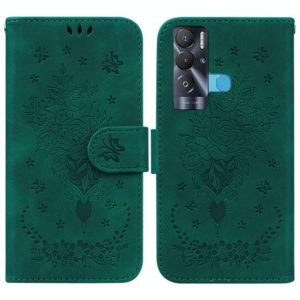 For Tecno Pova Neo Butterfly Rose Embossed Leather Phone Case(Green) (OEM)
