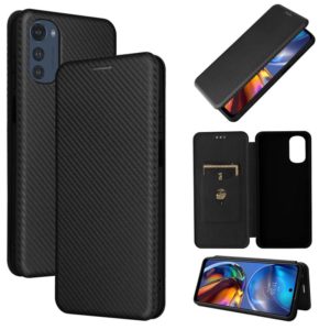 For Motorola Moto E32 4G Carbon Fiber Texture Horizontal Flip Leather Phone Case(Black) (OEM)