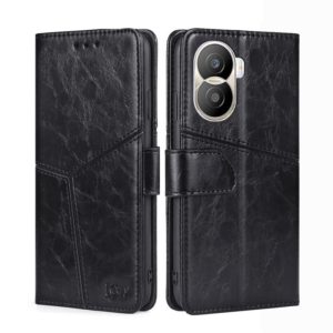 For Honor X40i Geometric Stitching Leather Phone Case(Black) (OEM)