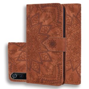 Calf Pattern Double Folding Design Embossed Leather Case with Wallet & Holder & Card Slots for Xiaomi Mi 9(Brown) (OEM)