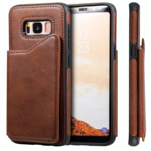 For Galaxy S8 Shockproof Calf Texture Protective Case with Holder & Card Slots & Frame(Coffee) (OEM)