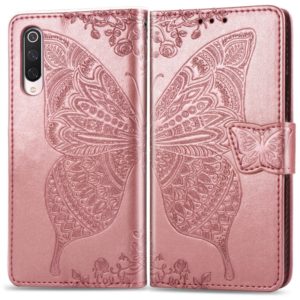 For Xiaomi 9 Pro Butterfly Love Flower Embossed Horizontal Flip Leather Case with Bracket Lanyard Card Slot Wallet(Rose Gold) (OEM)