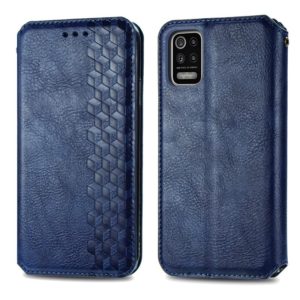 For LG K52 Cubic Grid Pressed Horizontal Flip Magnetic PU Leather Case with Holder & Card Slots & Wallet(Blue) (OEM)