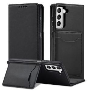 For Samsung Galaxy S21+ 5G Strong Magnetism Liquid Feel Horizontal Flip Leather Case with Holder & Card Slots & Wallet(Black) (OEM)