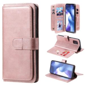 For Xiaomi Mi 10 Lite Multifunctional Magnetic Copper Buckle Horizontal Flip Solid Color Leather Case with 10 Card Slots & Wallet & Holder & Photo Frame(Rose Gold) (OEM)