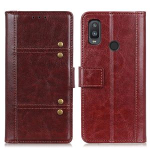 For alcatel 1L (2021) Peas Crazy Horse Texture Horizontal Flip Leather Case with Holder & Card Slots & Wallet(Brown) (OEM)