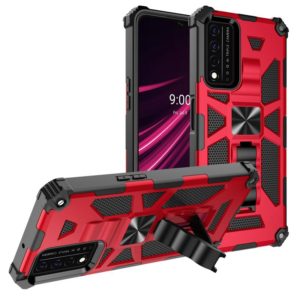 For T-Mobile REVVL V+ 5G Shockproof TPU + PC Magnetic Protective Case with Holder(Red) (OEM)