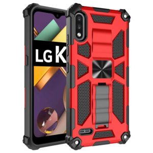 For LG K22 Shockproof TPU + PC Magnetic Protective Case with Holder(Red) (OEM)