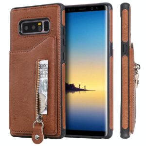 For Galaxy Note 8 Solid Color Double Buckle Zipper Shockproof Protective Case(Brown) (OEM)