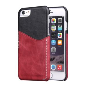 For iPhone 6 & 6s Genuine Cowhide Leather Color Matching Back Cover Case with Card Slot(Wind Red) (OEM)