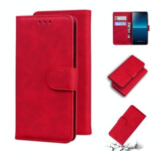 For Sony Xperia L4 Skin Feel Pure Color Flip Leather Phone Case(Red) (OEM)