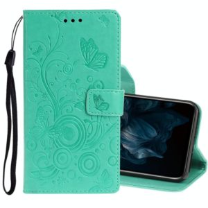 For Huawei Y7P / P40 lite E Pressed Printing Butterfly Pattern Horizontal Flip Leather Case with Holder & Card Slots(Green) (OEM)