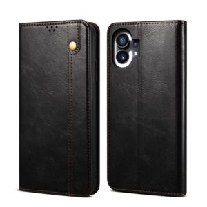 For Noting phone 1 Simple Wax Crazy Horse Texture Horizontal Flip Leather Case(Black) (OEM)