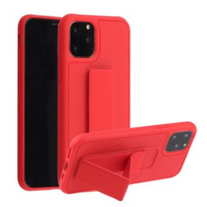 For iPhone 12 / 12 Pro Shockproof PC + TPU Protective Case with Wristband & Holder(Red) (OEM)