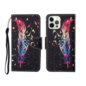 For iPhone 12/12 Pro Painted Pattern Horizontal Flip Leathe Case(Feather) (OEM)